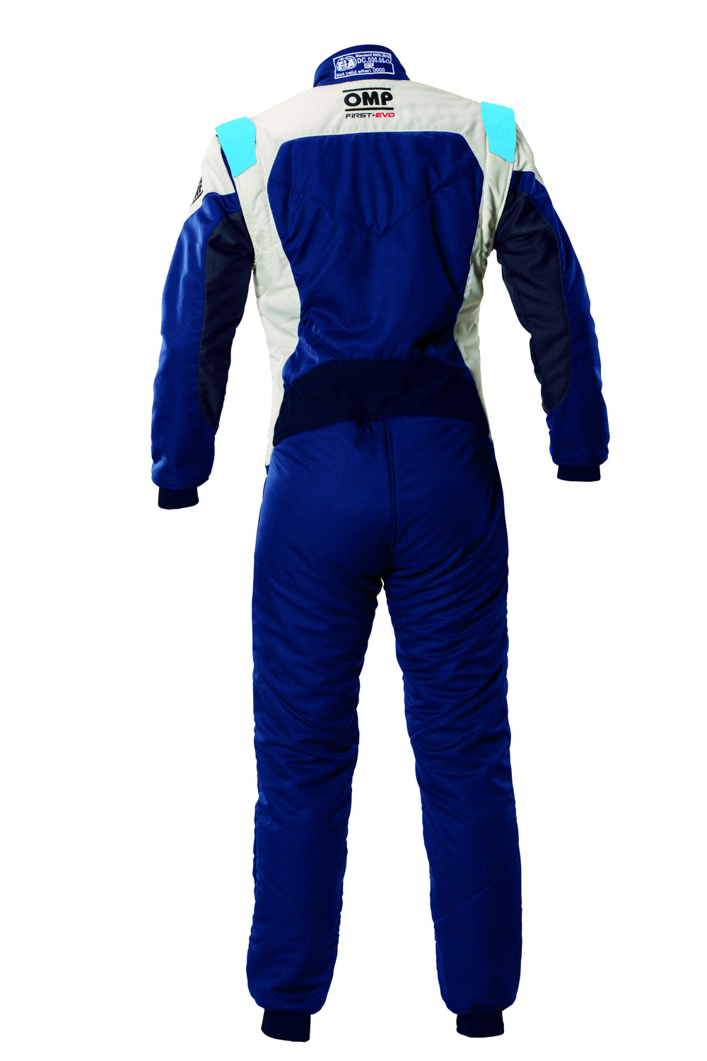 TRAJE DE CARRERAS OMP FIRST EVO MY2025 FIA 8856-2018 NAVY AZUL / CYAN TALLA 56 - OMP original VRM Motorsports imagen 2