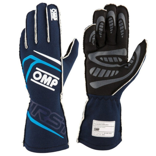 GUANTES OMP FIRST FIA 8856-2018 MY2025 NAVY AZUL / CYAN TALLA L - OMP original VRM Motorsports imagen 1