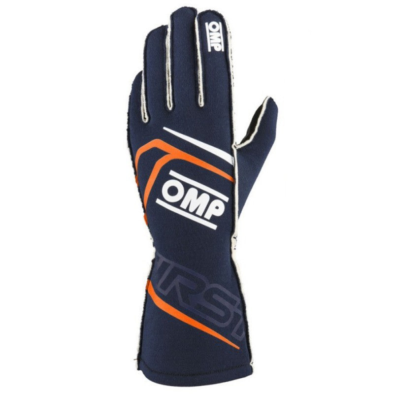 GUANTES OMP FIRST FIA 8856-2018 MY2025 NAVY AZUL / FLUO NARANJA TALLA XL - OMP original VRM Motorsports imagen 2