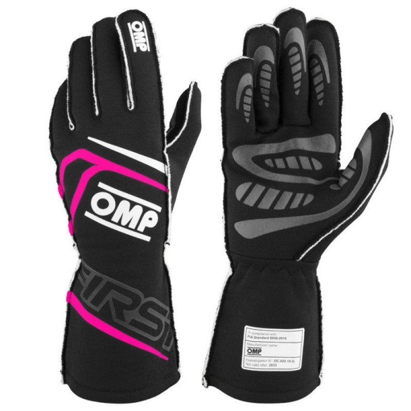 GUANTES OMP FIRST FIA 8856-2018 MY2025 NEGRO / FUCSIA TALLA XS - OMP original VRM Motorsports imagen 1
