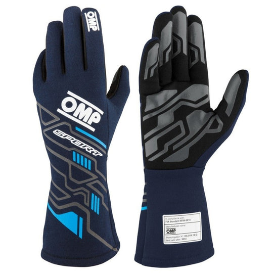 GUANTES OMP SPORT FIA 8856-2018 MY2025 NAVY AZUL / CYAN TALLA XS - OMP original VRM Motorsports imagen 1