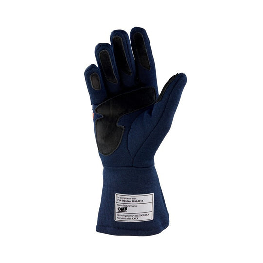 GUANTES OMP DIJON FIA 8856-2018 MY2025 NAVY AZUL / FLUO NARANJA TALLA M - OMP original VRM Motorsports imagen 2