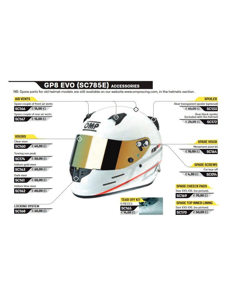 OMP VISERA TRANSPARENTE PARA CASCOS GP8 EVO - OMP original VRM Motorsports imagen 1