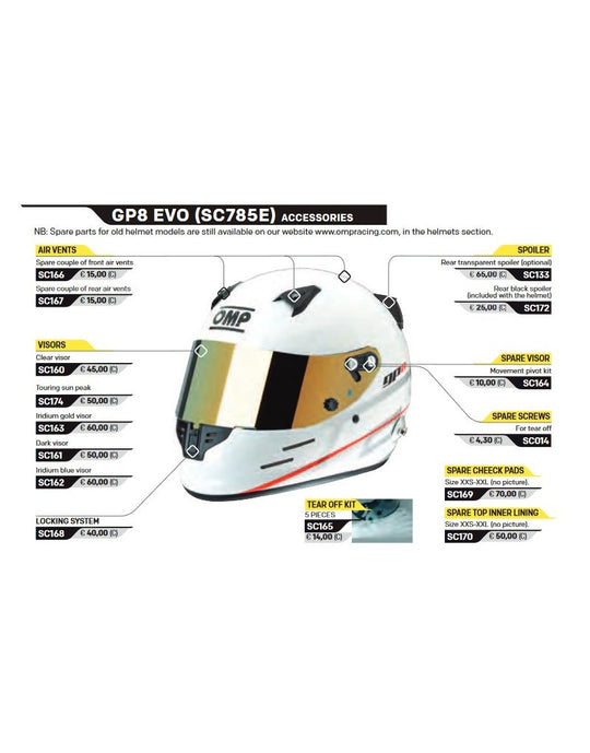 OMP VISERA TRANSPARENTE PARA CASCOS GP8 EVO - OMP original VRM Motorsports imagen 1