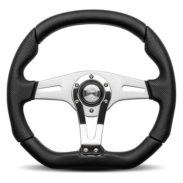 MOMO TREK R 350 MM PERFORATED BLACK LEATHER STEERING WHEEL
