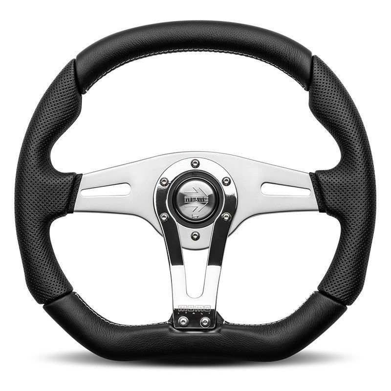VOLANTE MOMO TREK R 350 MM CUERO NEGRO PERFORADO MOMO | VRM Motorsports