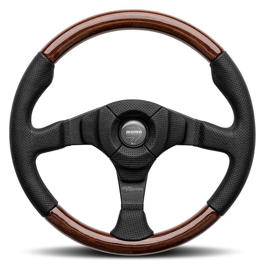 VOLANTE MOMO DARK FIGHTER 350 MM MADERA Y PIEL