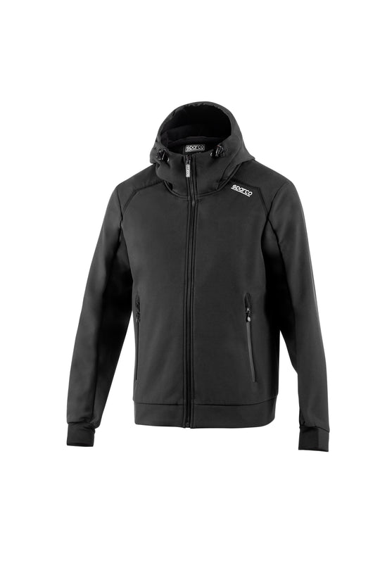CHAQUETA SOFTSHELL SPARCO CON CAPUCHA BK TALLA XS