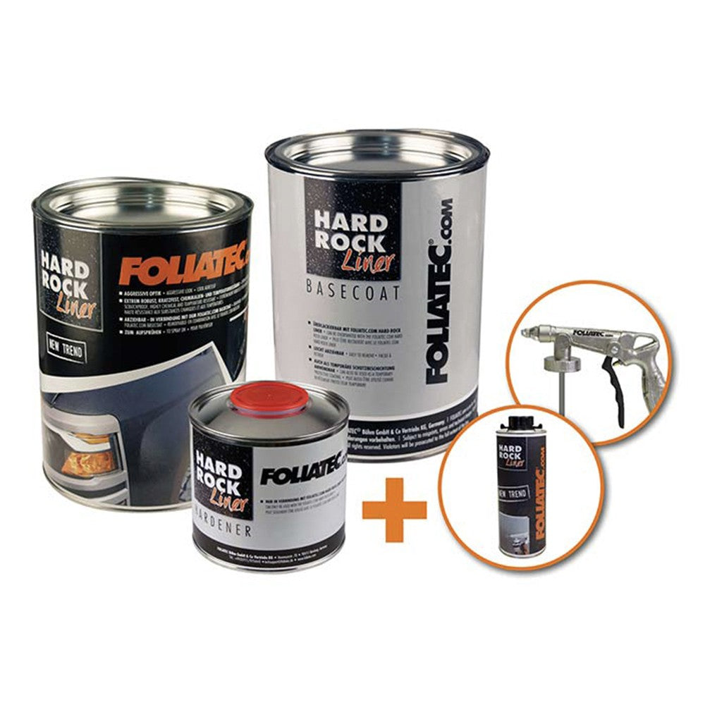 Foliatec Hard Rock Liner Removable Set Negra Pintura 2 5 L Endurecedor 0 5 L Capa Base 2 5 L Pistola - Foliatec original VRM Motorsports
