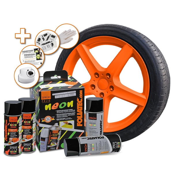 NEON FLÜSSIGKAUTSCHUK 4-TEILIG ORANGE SET 2 X 400 ML + BASISLACK 2 X 400 ML