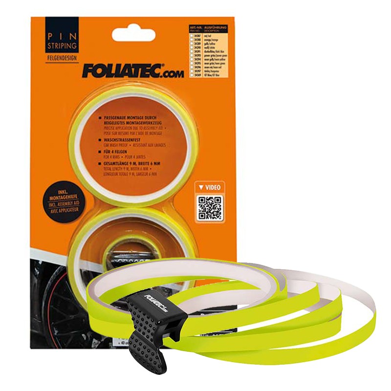 Foliatec Pinstriping Para Llanta Ayuda De Montaje Incluída Neón Amarillo 8,6 M (4 x 2,15 M) 6 mm - Foliatec original VRM Motorsports