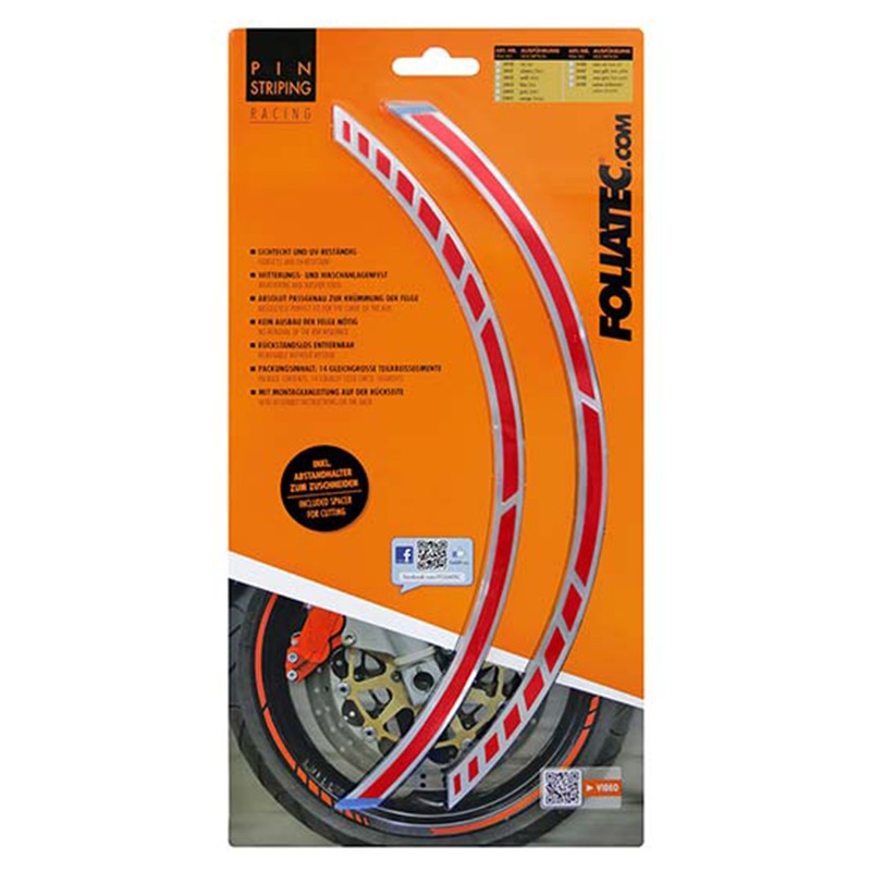 Foliatec Pinstriping Racing Rojo 14 Bandas De 7 mm x 41 Cm Incluido Espaciador - Foliatec original VRM Motorsports