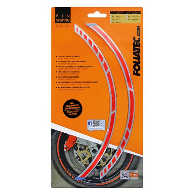 Foliatec Pinstriping Racing Neón Rojo 14 Bandas De 7 mm x 41 Cm Incluido Espaciador - Foliatec original VRM Motorsports