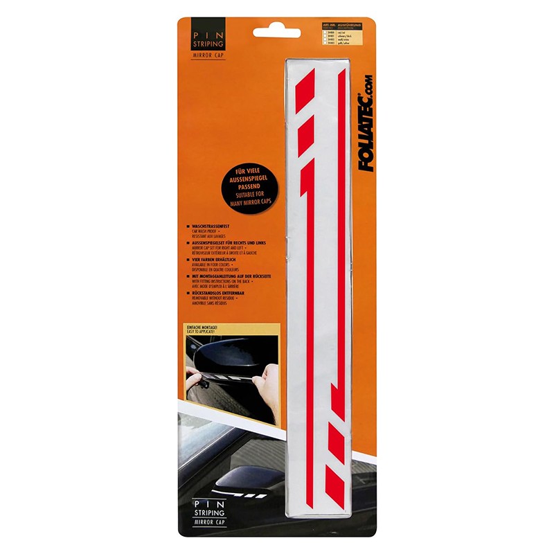 Foliatec Pegatinas Para Espejor Retrovisores Laterales Con Bandas De Pin Rojo - Foliatec original VRM Motorsports