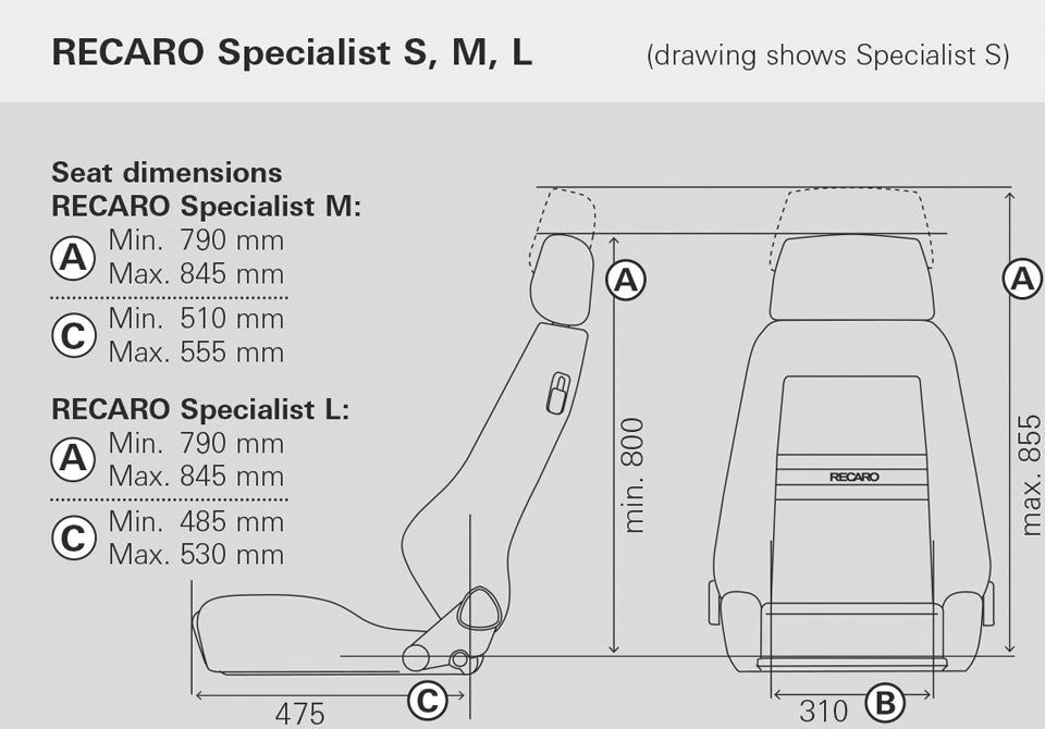 Asiento RECARO Specialist Specialist L (Lx/X) Artista Negro/Piel Artificial Negro Piloto&Copiloto - Imagen 2 RECARO VRM Motorsports