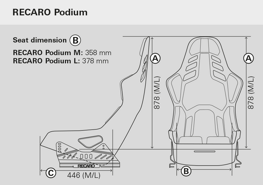 Asiento RECARO Podium Gf Alcantara Negro/Cuero Rojo Talla M Copiloto - Imagen 9 RECARO VRM Motorsports