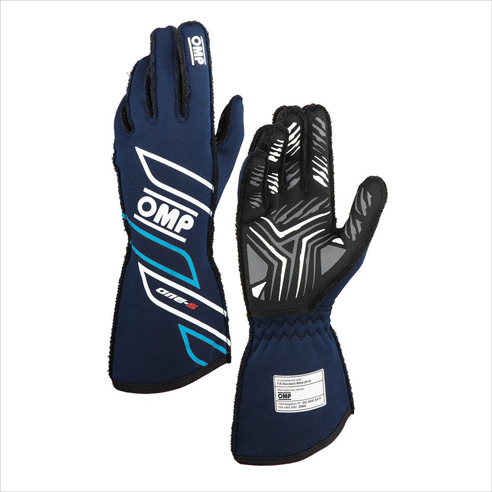 GUANTES OMP ONE-S MY2025 FIA 8856-2018 NAVY AZUL / CYAN TALLA L - OMP original VRM Motorsports imagen 1