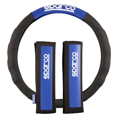 FUNDA VOLANTE+ALMOHADILLA N/AZ SPARCO NEGRO/AZUL CS10