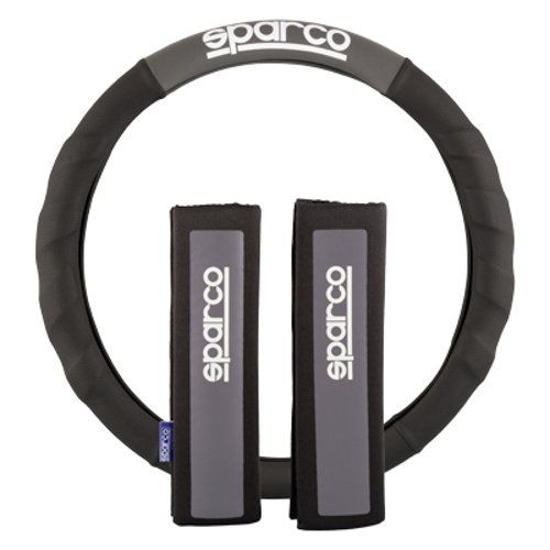 FUNDA VOLANTE+ALMOHADILLA N/GR SPARCO NEGRO/GRIS CS10