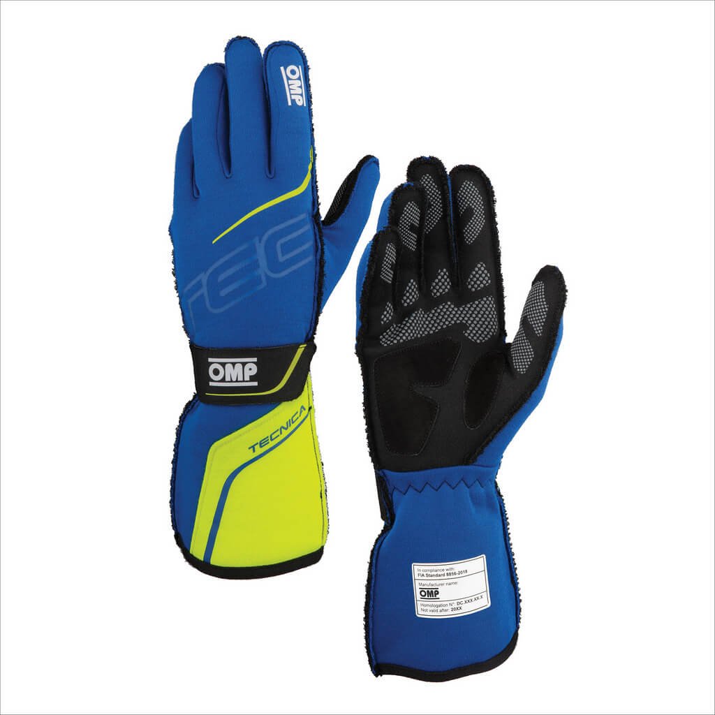 GUANTES OMP TECNICA FIA 8856-2018 AZUL / AMARILLO TALLA XS - OMP original VRM Motorsports imagen 1