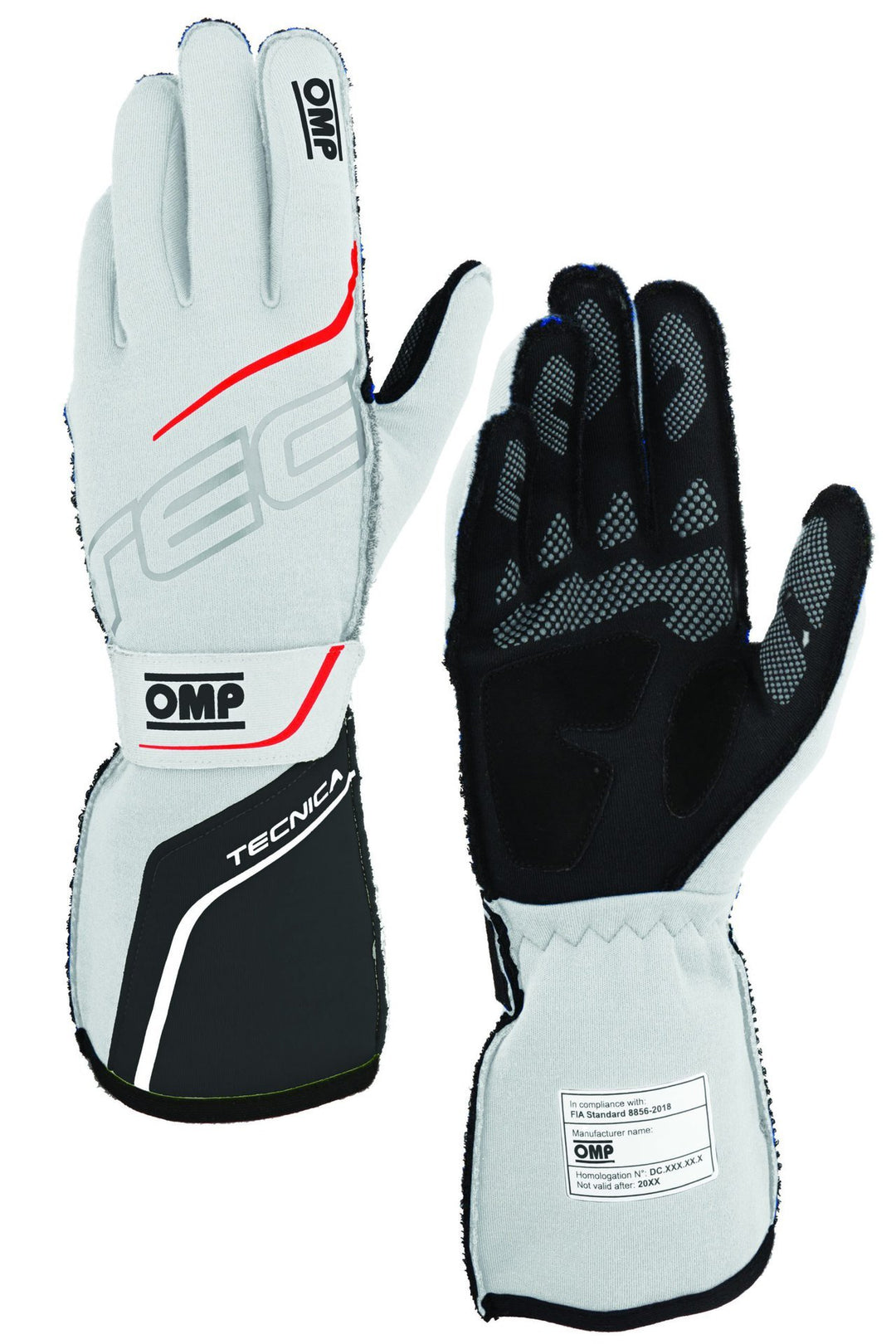 GUANTES OMP TECNICA FIA 8856-2018 BLANCO / ANTRACITA TALLA XS - OMP original VRM Motorsports imagen 1