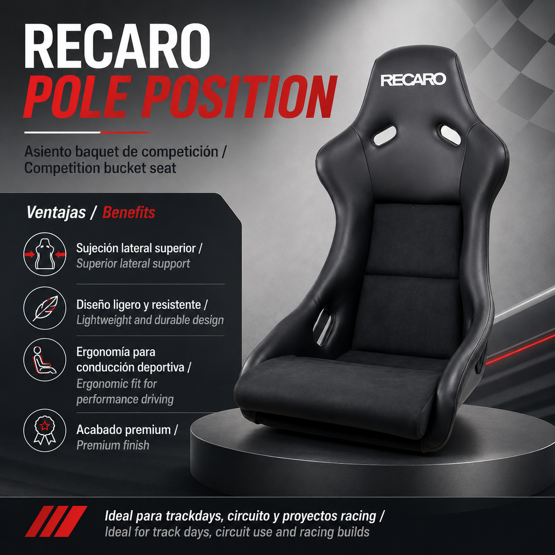 Asiento RECARO (Tuv) Pole Position - Piel Artificial Negro/Dinamica Negro Piloto&Copiloto - Imagen 10 RECARO VRM Motorsports