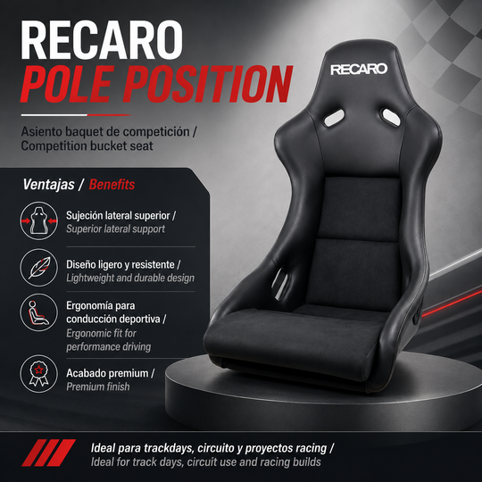 Asiento RECARO (Tuv) Pole Position - Piel Artificial Negro/Dinamica Negro Piloto&Copiloto - Imagen 10 RECARO VRM Motorsports