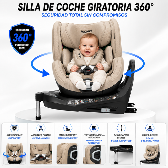 Silla Bebe RECARO Xenon 1 Kid 61 - 125Cm Elegant Beige Grupo 0 1 Y 2 - RECARO original VRM Motorsports