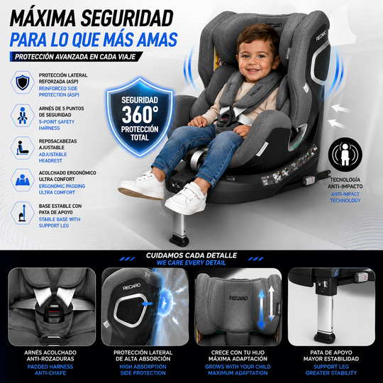 Silla Bebe RECARO Xenon 1 Kid 61 - 125Cm Gallant Grey Grupo 1 Y 2 - RECARO original VRM Motorsports