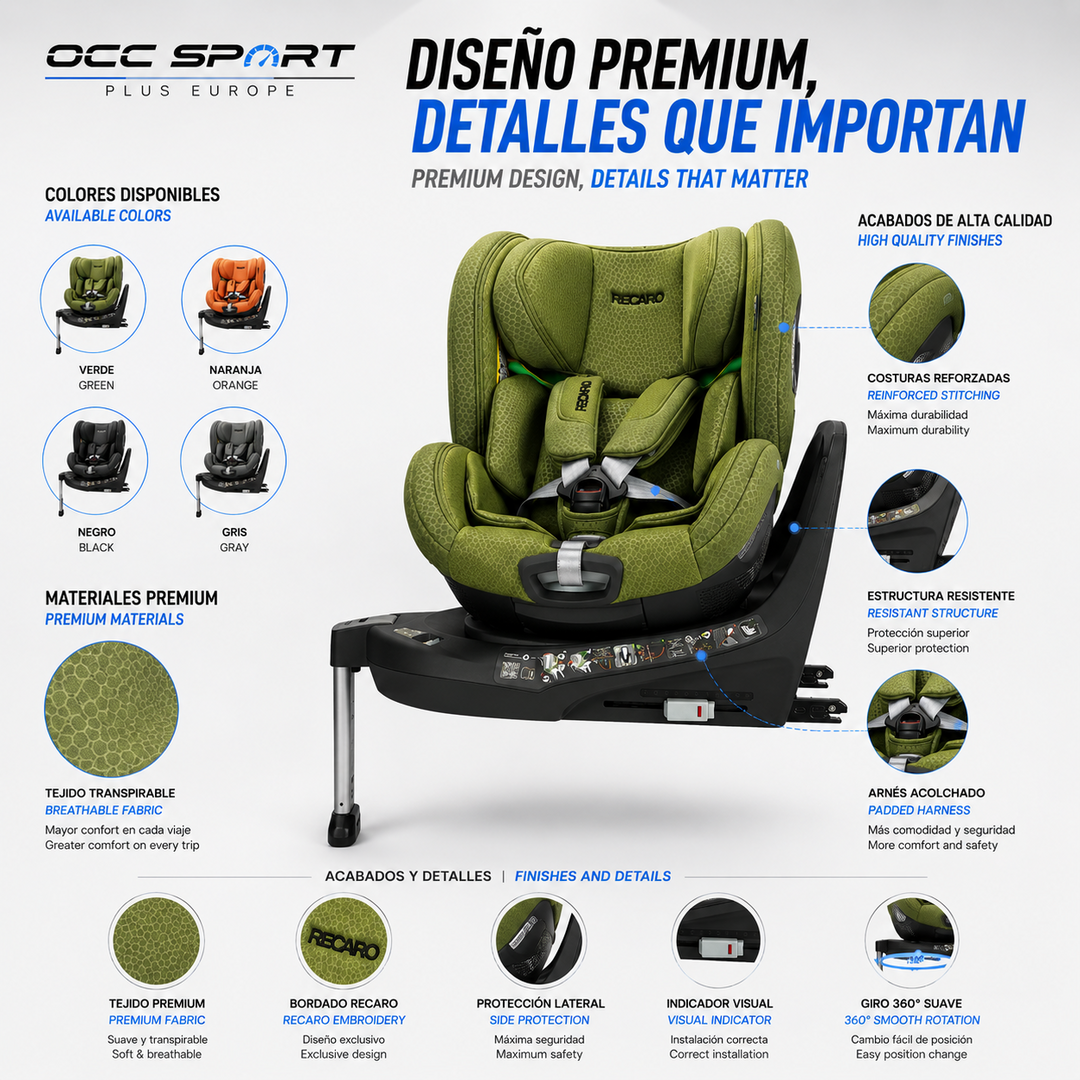 Silla Bebe RECARO Xenon 1 Kid 61 - 125Cm Epic Green Grupo 0 1 Y 2 - Imagen 9 RECARO VRM Motorsports