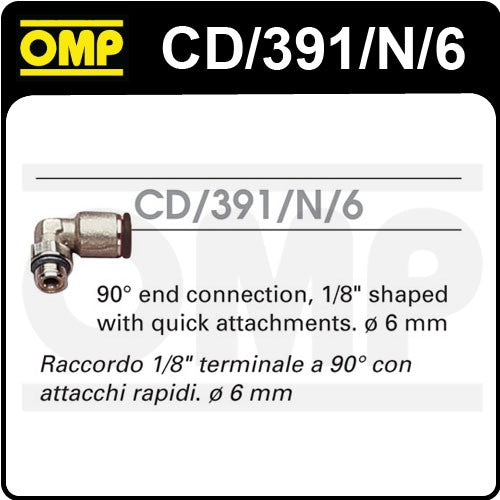 OMP CONEXIÓN FINAL 1/8 ". 90 ° FORMA - OMP original VRM Motorsports imagen 1